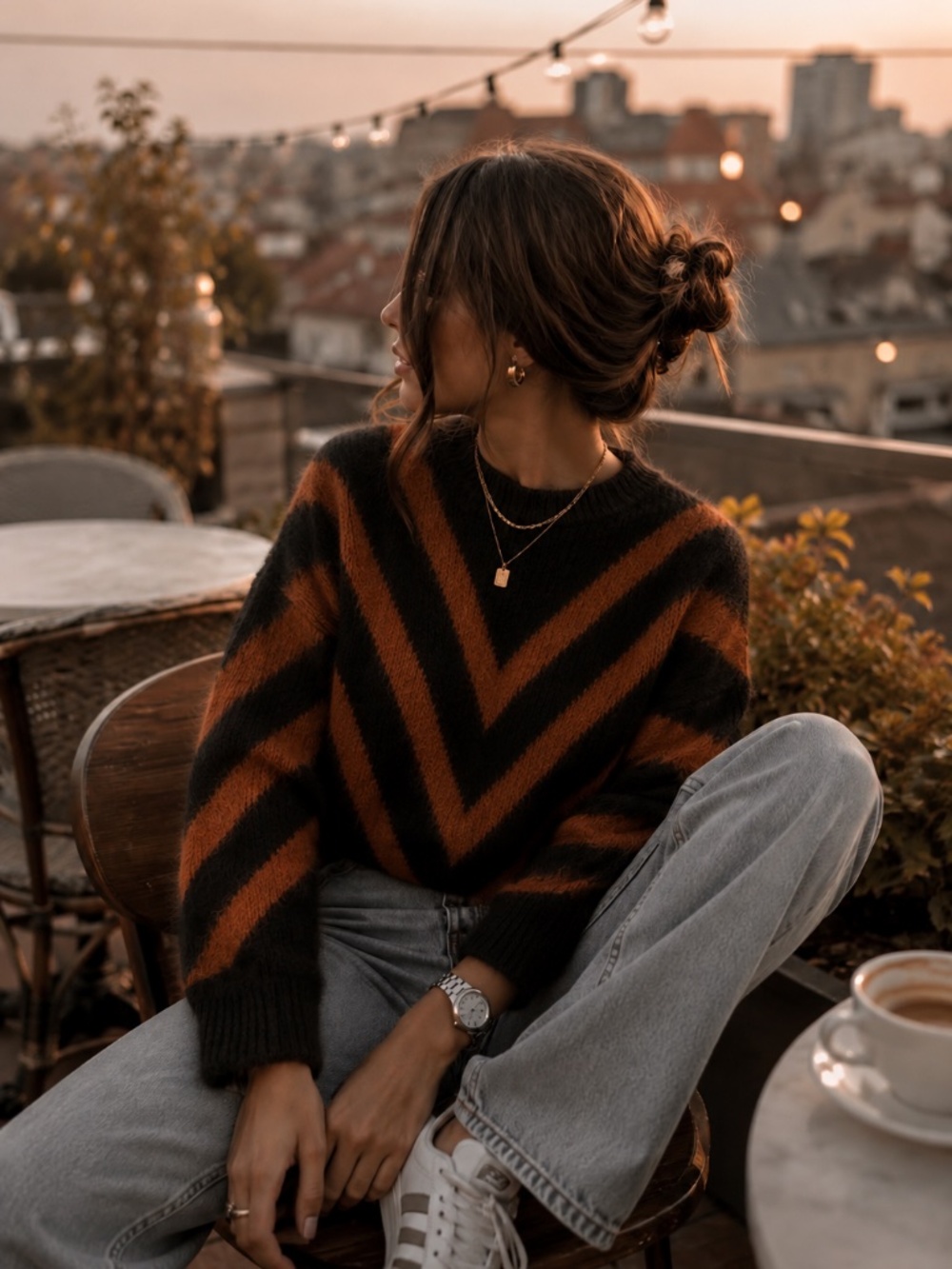Sandro Chevron Wool Mohair Blend Sweater